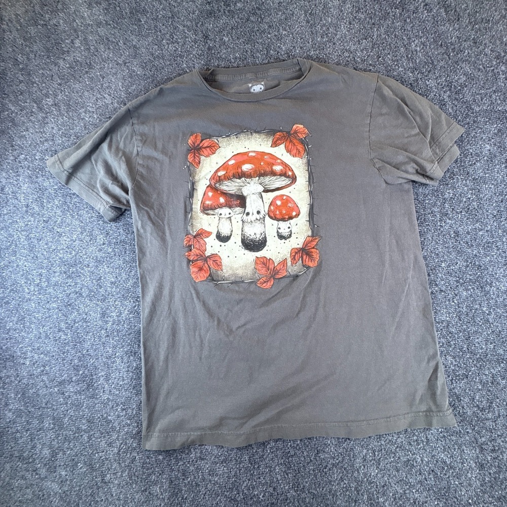 Stephanie Bayles‎ Mushroom Guild of Calamity T-Shirt Mens M Gray Graphic Cotton